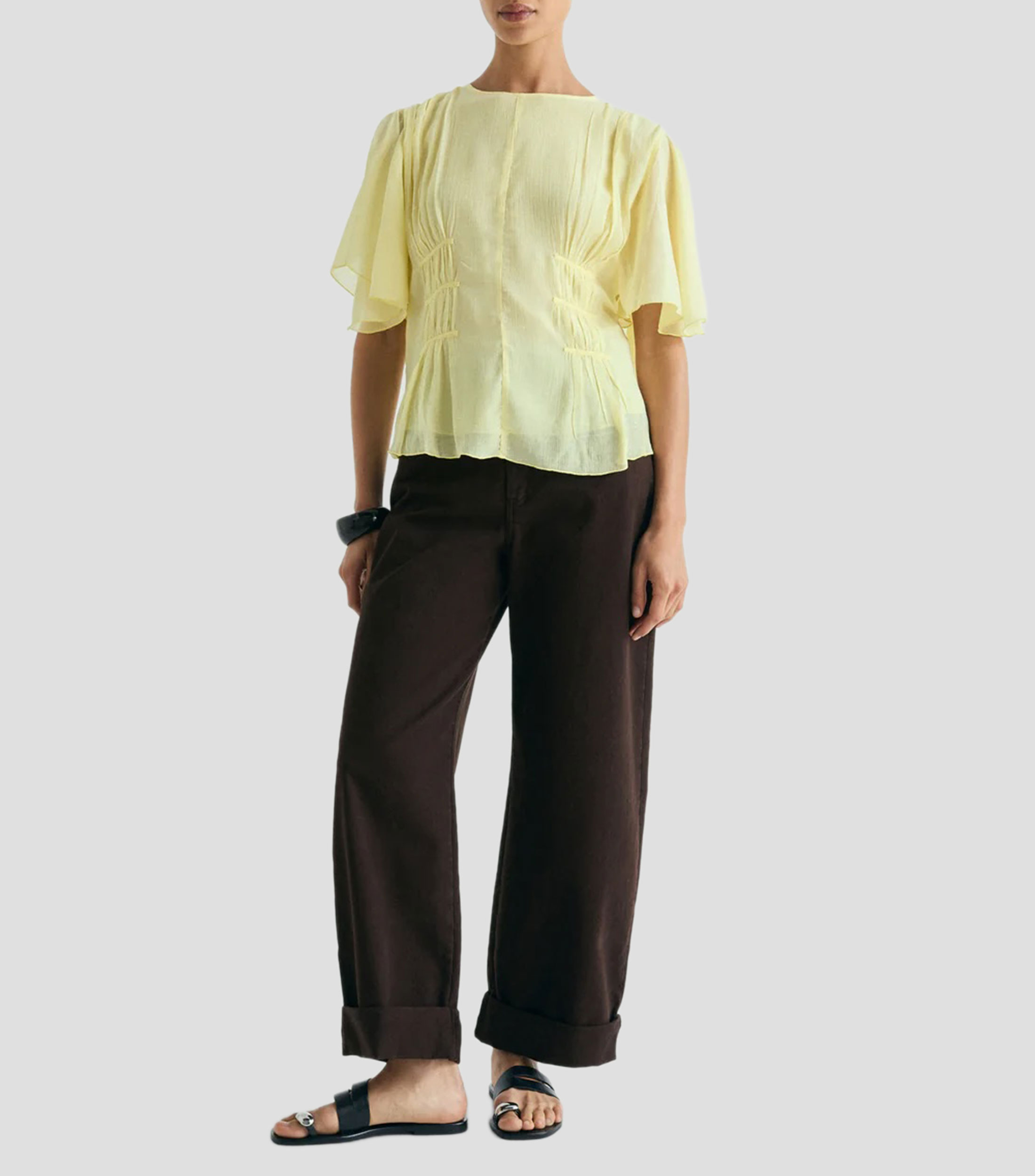 Blusa lisa manga corta Mujer
